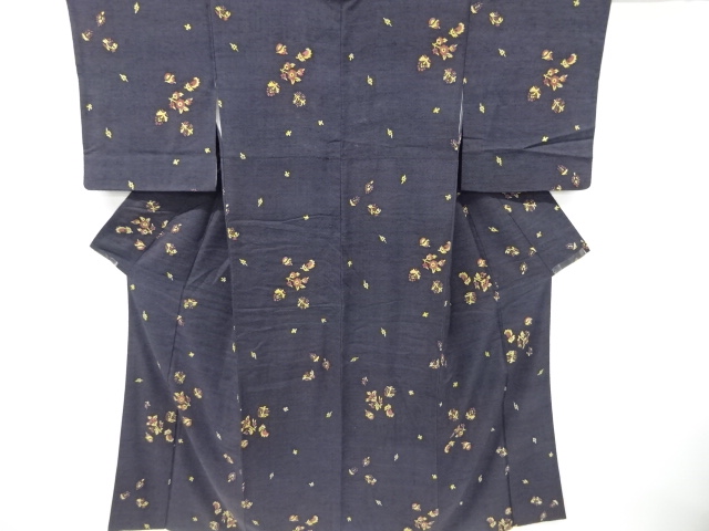 JAPANESE KIMONO / VINTAGE KIMONO / TSUMUGI / FLORAL SARASA